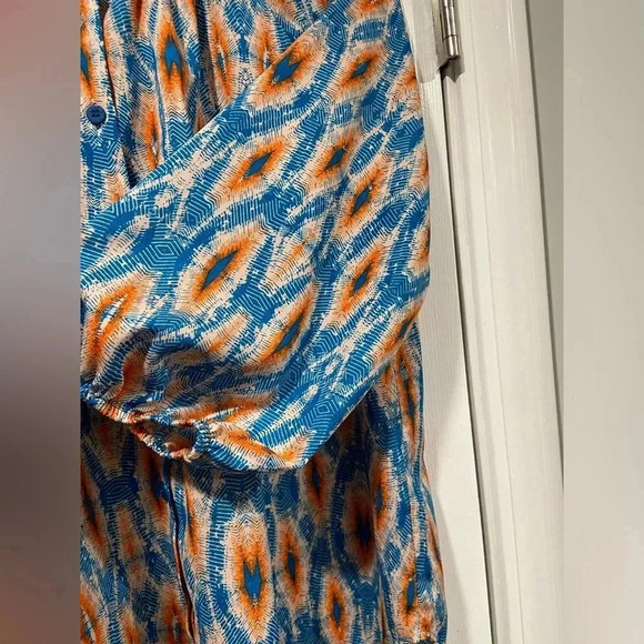 Collective Concepts High Low Button Front Scoop Neck 3/4 Sleeve Blouse Size M - Picture 4 of 10